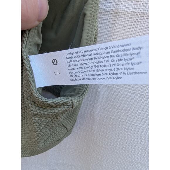 Lululemon Women's Waterside Honeycomb V Swim Top Size Large Sage Green - Picture 7 of 8